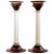 Murano Amber & "Avventurina" Glass Candlesticks - a Pair For Sale