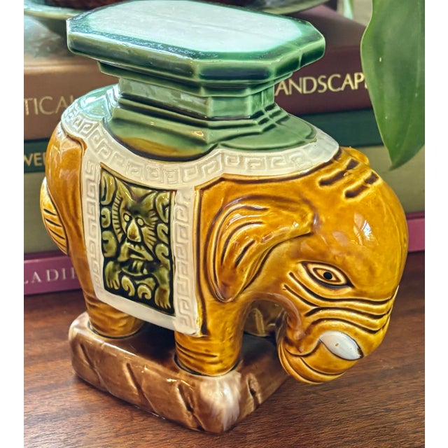 Mid 20th Century 1970s Small Ceramic Elephant Plant Stand For Sale - Image 5 of 9