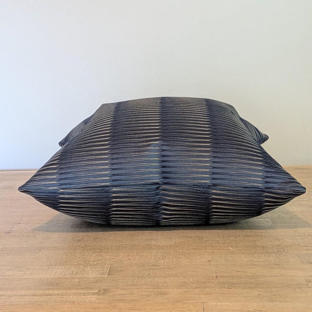 Scalamandre wavelength pillow in Indigo (navy). This fun jacquard features an ombre stripe with a pleated texture and is...
