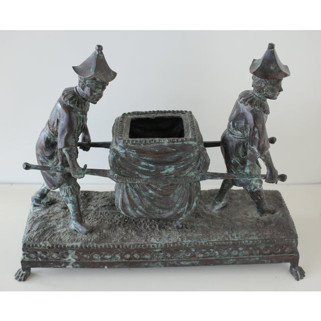 Maitland-Smith Bronze Sculpture of Boys with a Litter Gorgeous Bronze Sculpture by Maitland-Smith Boys dressed in ruffled...