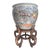 Late 20th Century Canton People Chinese Large Planter With Wooden Carved Stand For Sale