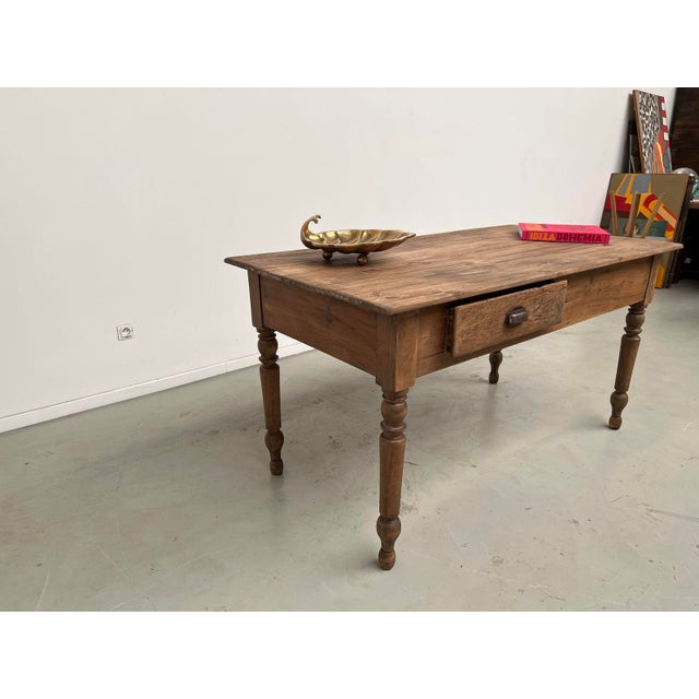 Wood Vintage Pine Farm Worktable, 1950s For Sale - Image 7 of 18
