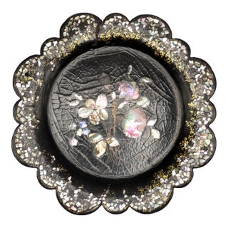 Antique English Papier Mache Tray Wine Coaster For Sale
