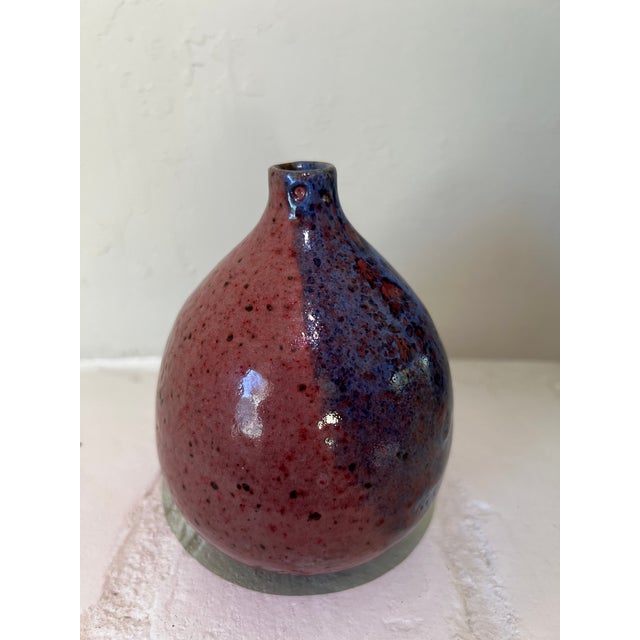 1970s Studio Pottery Bud Vase Weed Pot Lava Glaze Chop Marked For Sale - Image 14 of 14