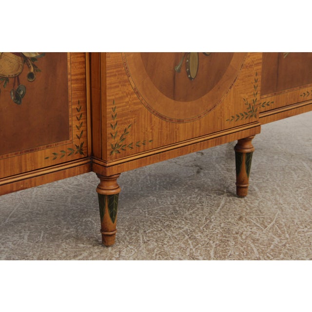 Vintage Adams Style Inlaid Satinwood & Painted Commode For Sale - Image 10 of 18
