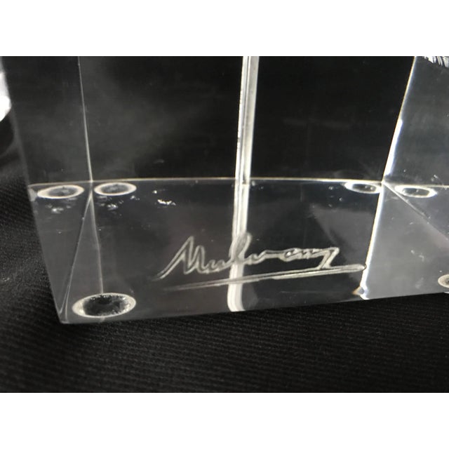 Plastic Vintage Brutalist Modern Signed Mulvany Set of 3 Lucite Column Shaped Table Lamps For Sale - Image 7 of 11