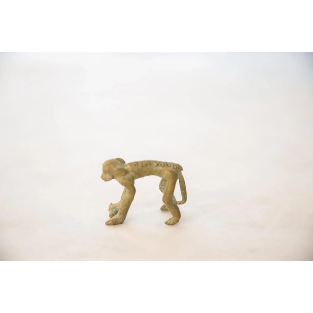 Mid 20th Century Vintage African Oxidized Bronze Monkey Holding Banana For Sale - Image 5 of 6