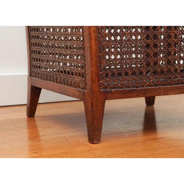 Brown Antique Wood and Cane Hamper Side Table For Sale - Image 8 of 8