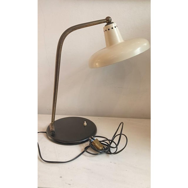 Large Desk Lamp in Brass and White Steel, Italy, 1950s For Sale - Image 17 of 17