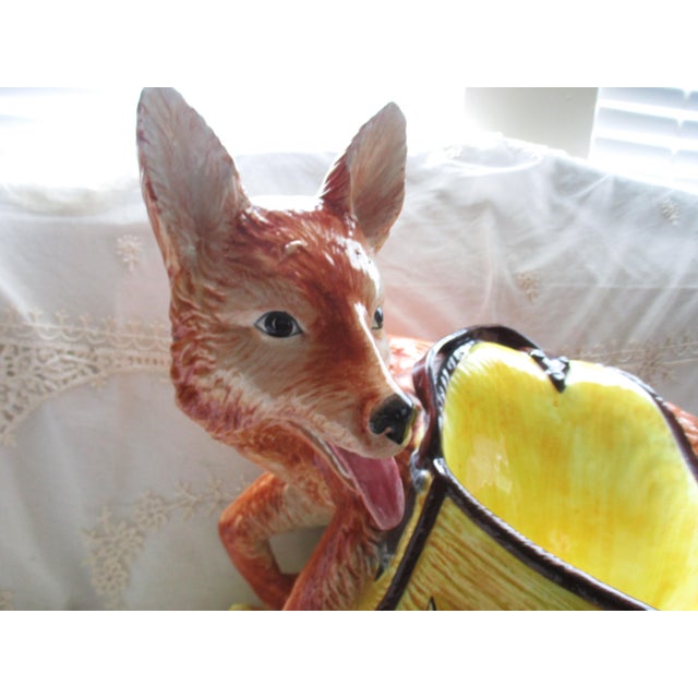 Ceramic Vintage Huge Mid Century Italian Ceramic Fox and Mail Satchel Chache Pot For Sale - Image 7 of 15