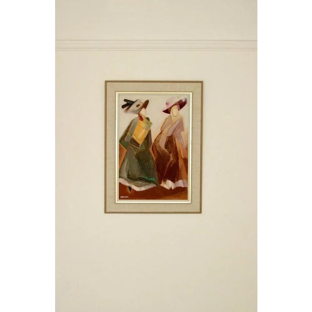 Carl Magnus Franklin, Two Women, 1960s, Oil on Panel, Framed For Sale - Image 8 of 11