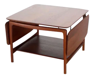1960s Mid-Century Modern Solid Teak Drop-Leaf Coffee Table