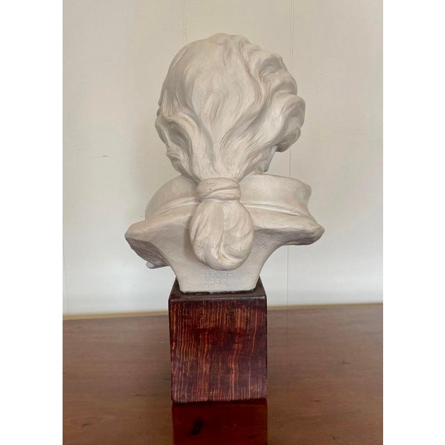 Mid 20th Century Ludwig Van Beethoven Plaster Bust Mounted on Wood Block For Sale - Image 11 of 12