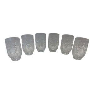 Vintage Mid-Century Modern Cut-Style Crystal Look Whiskey Glasses -- Set of 6