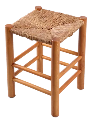 Rush and Wood Stool, 1960s