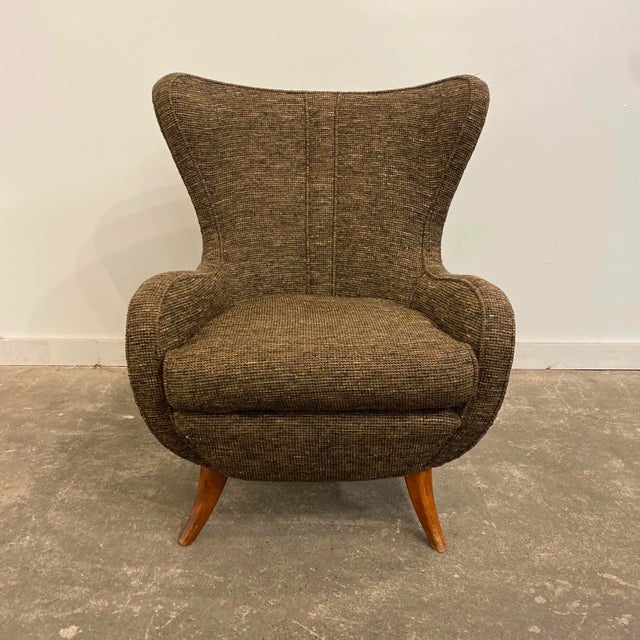 This mid-century club chair is a custom, believed to be a 1 of 1, design by American studio furniture designer Arden...