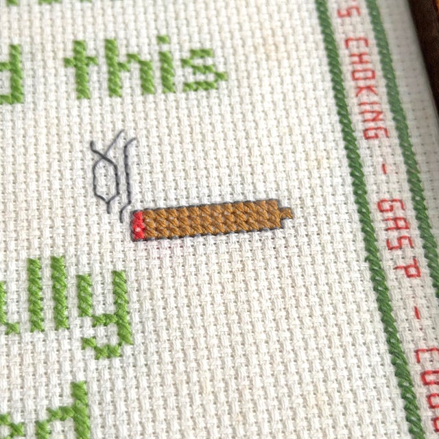 'Please Take Your Butt Outside', Framed Cross Stitch Embroidery For Sale - Image 9 of 12