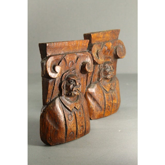 17th Century Antique Carved Oak Small Panels Male Portraits Busts, English For Sale - Image 5 of 18