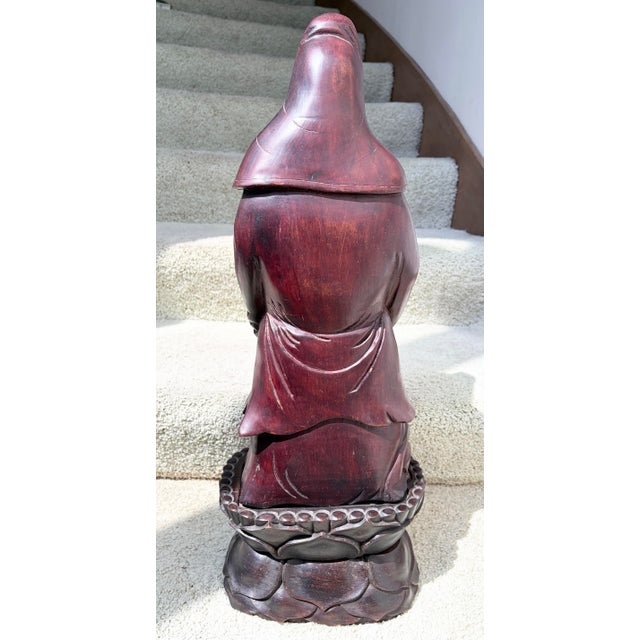 1940s Vintage 1940’s Chinese 24.5” Tall Rosewood Kuan Yin Figurine For Sale - Image 5 of 9