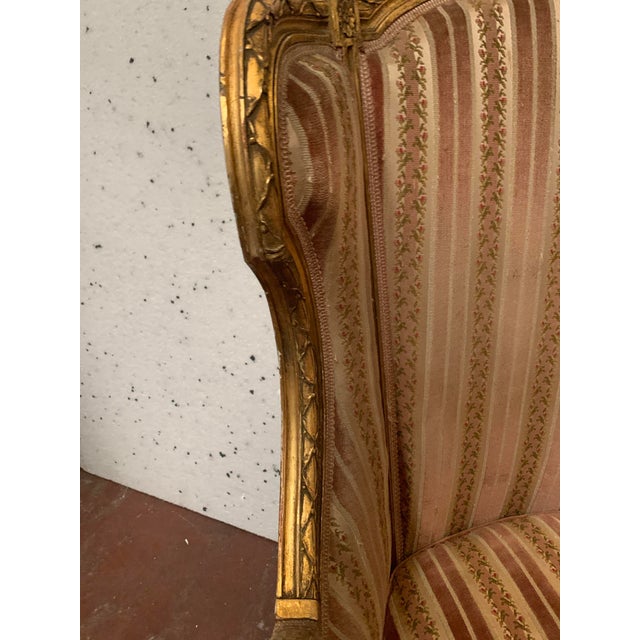 Louis XVI Style Giltwood Bergère Chair For Sale - Image 5 of 12