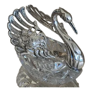 Early 20th Century Fabergé Inspired Sterling Silver & Crystal Swan
