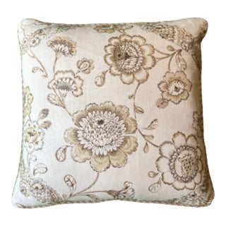 Alexa Vintage Garland Neutral Linen Designer Pillow With Down Feather Insert For Sale