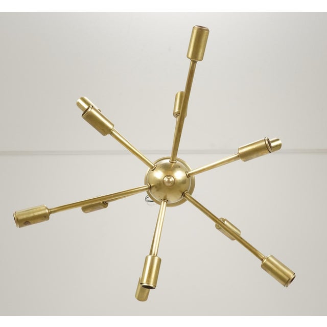 Mid Century Brass Sputnik Twelve Light Chandelier For Sale - Image 6 of 7