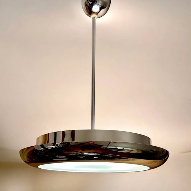 Mid-Century Modern Bauhaus Modern UFO Pendant Light by Josef Hurka for Napako, 1950s For Sale - Image 9 of 10