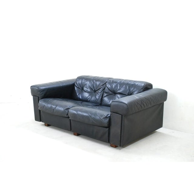 1970s Black Leather Two-Seater Sofa from De Sede, 1970 For Sale - Image 5 of 18