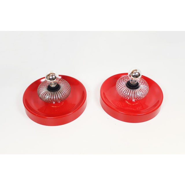 Space Age Spring Wall Lamps by Elektrofém, Hungary, 1970s, Set of 2 For Sale - Image 3 of 9