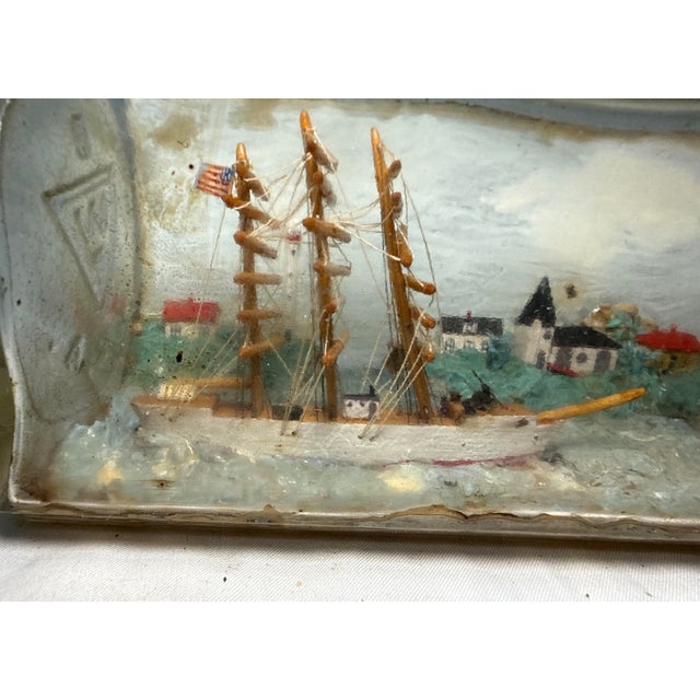 Brown Rare Antique 19th Century Handmade Folk Art Sailboat Ship in Bottle Sculpture For Sale - Image 8 of 17