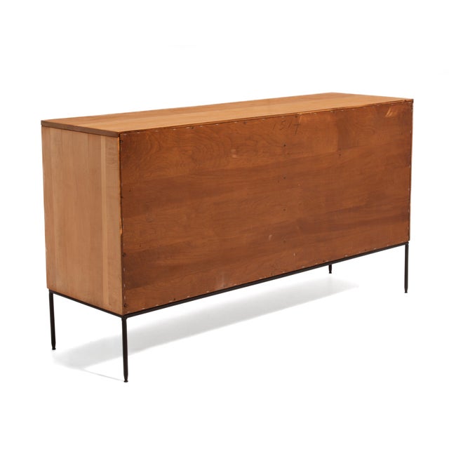 Sand Paul McCobb Winchendon Furniture Planner Group Grasscloth Iron Base Credenza Unmarked Mid Century For Sale - Image 8 of 18