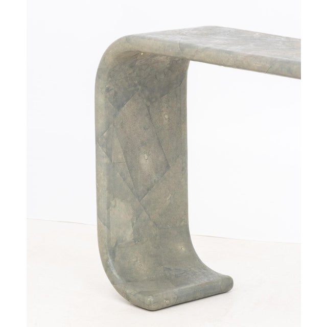 Karl Springer Karl Springer Style Tessellated Shagreen Waterfall Console For Sale - Image 4 of 8