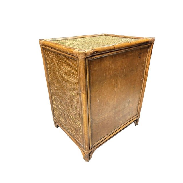 Late 19th Century 19th Century Aesthetic Movement Rattan & Woven Wicker Three Drawer Nightstand For Sale - Image 5 of 11