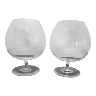 Steuben Hand Blown Glass Century Pattern 6 1/4" Brandy Sniffer Goblet Set of 2 For Sale