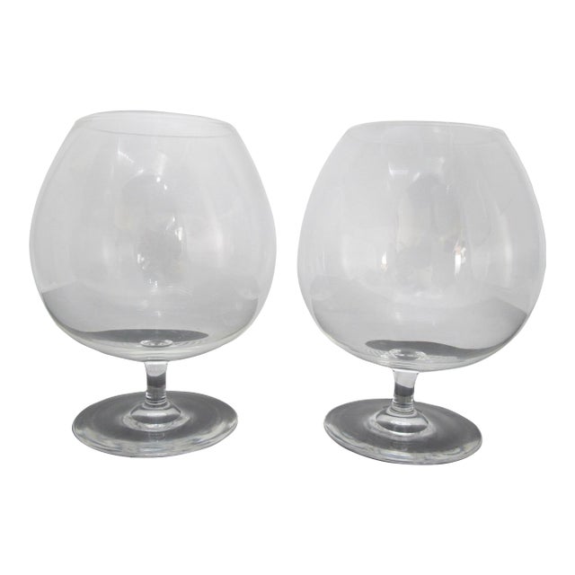 Steuben Hand Blown Glass Century Pattern 6 1/4" Brandy Sniffer Goblet Set of 2 For Sale