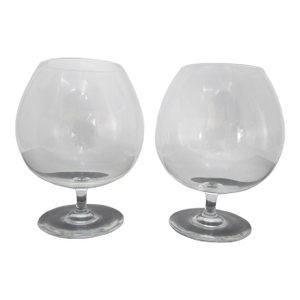 Steuben Hand Blown Glass Century Pattern 6 1/4" Brandy Sniffer Goblet Set of 2