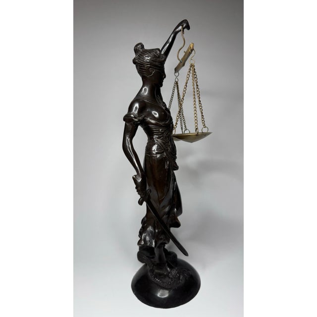 Neoclassical Mediterranean "Lady Justice" Figurine Bronze Over Cast Iron For Sale - Image 4 of 11