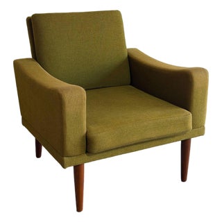 Green Upholstered Lounge Chair Danish Mid-Century Modern 1960s For Sale