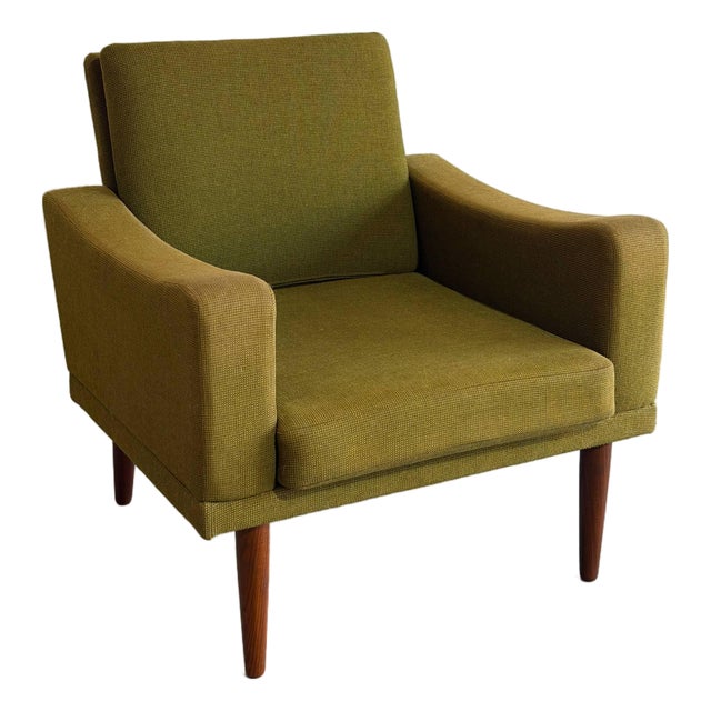 Green Upholstered Lounge Chair Danish Mid-Century Modern 1960s For Sale