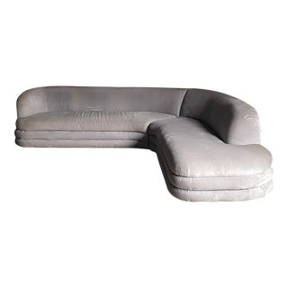 1980's Large Postmodern Serpentine Sectional With Stacked Base After Vladimir Kagan For Sale