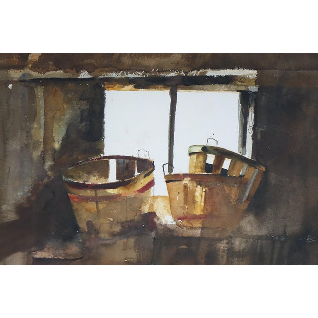 Mid 20th Century Still Life – Baskets, Original Watercolor on Paper For Sale - Image 4 of 5