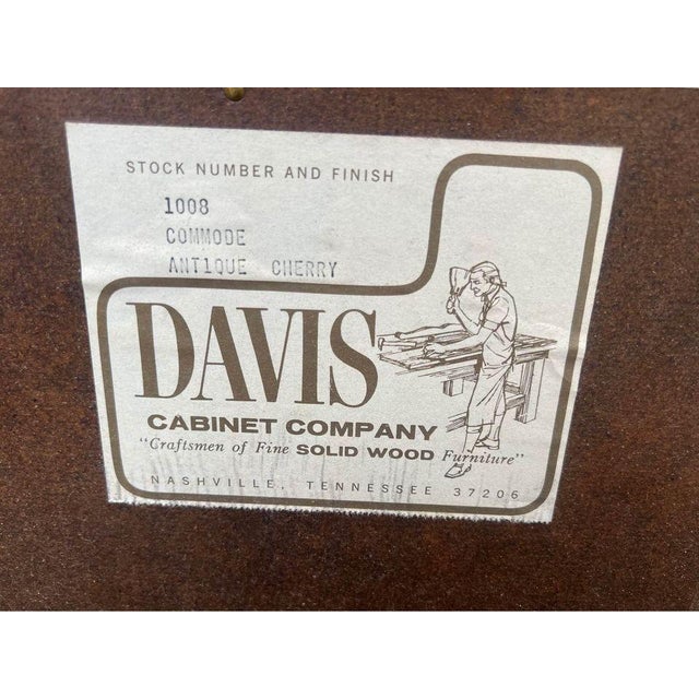 Wood Late 20th Century Davis Cabinet Furniture Chippendale Style Solid Cherry Chest of Drawers Nightstand For Sale - Image 7 of 11