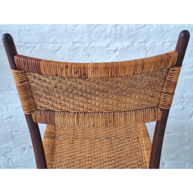 Teak Dining Chairs with Patinated Cane Seats and Backs after Gio Ponti, Italy, 1950s, Set of 4 For Sale - Image 14 of 16