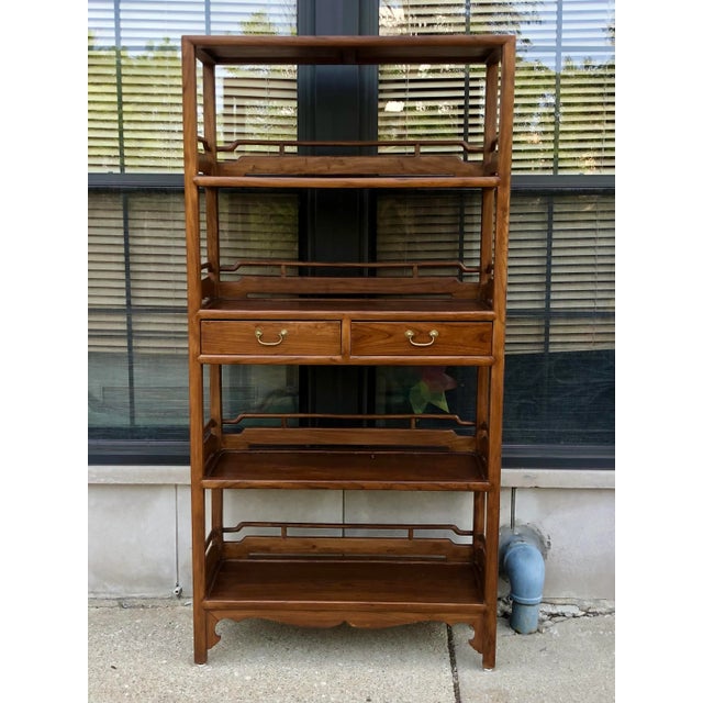 Brown Chinese Scholars' Scroll Bookcase , Circa 1950. For Sale - Image 8 of 8