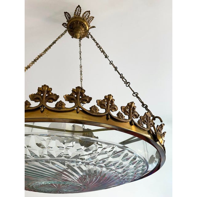 Metal 19th Century Crystal Chandelier with Leaves For Sale - Image 7 of 13