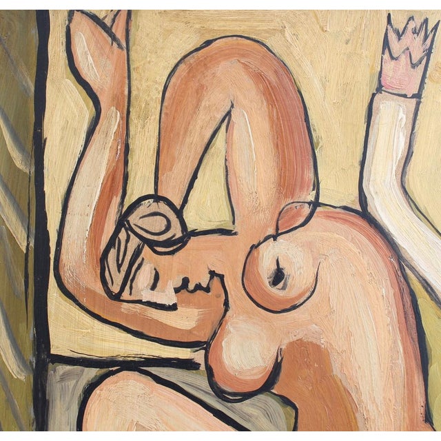 1960s Berlin School Artist after Picasso, Kneeling Nude and Mysterious Figure, 1960s-70s, Oil on Board, Framed For Sale - Image 5 of 18