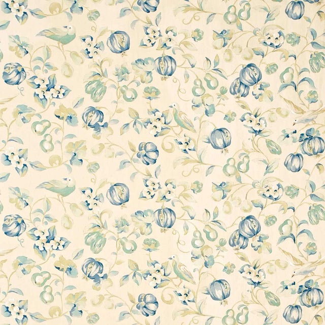 Sanderson Pear & Pomegranate Fabric in China Blue For Sale