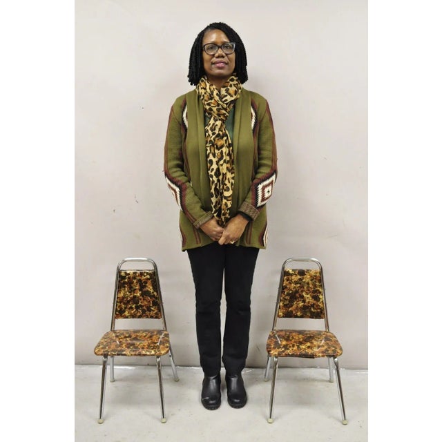 Vintage Children's Small Mid Century Tubular Metal Side Chairs - A Pair. Item featured is a Small child's size, faux...