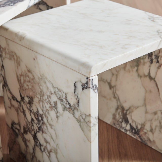 Vintage Calacatta Viola Marble Nesting Side Tables, Italy 1970s - Set of 3 For Sale - Image 10 of 11